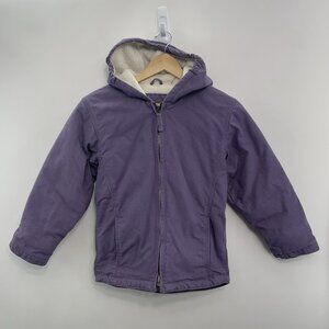 Blue Mountain Canvas Jacket Sherpa Barn Chore Hooded Western Farm Purple Girls M